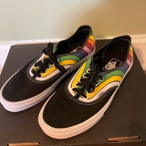 Vans Lace Up Black Rainbow Pride Sneakers 9